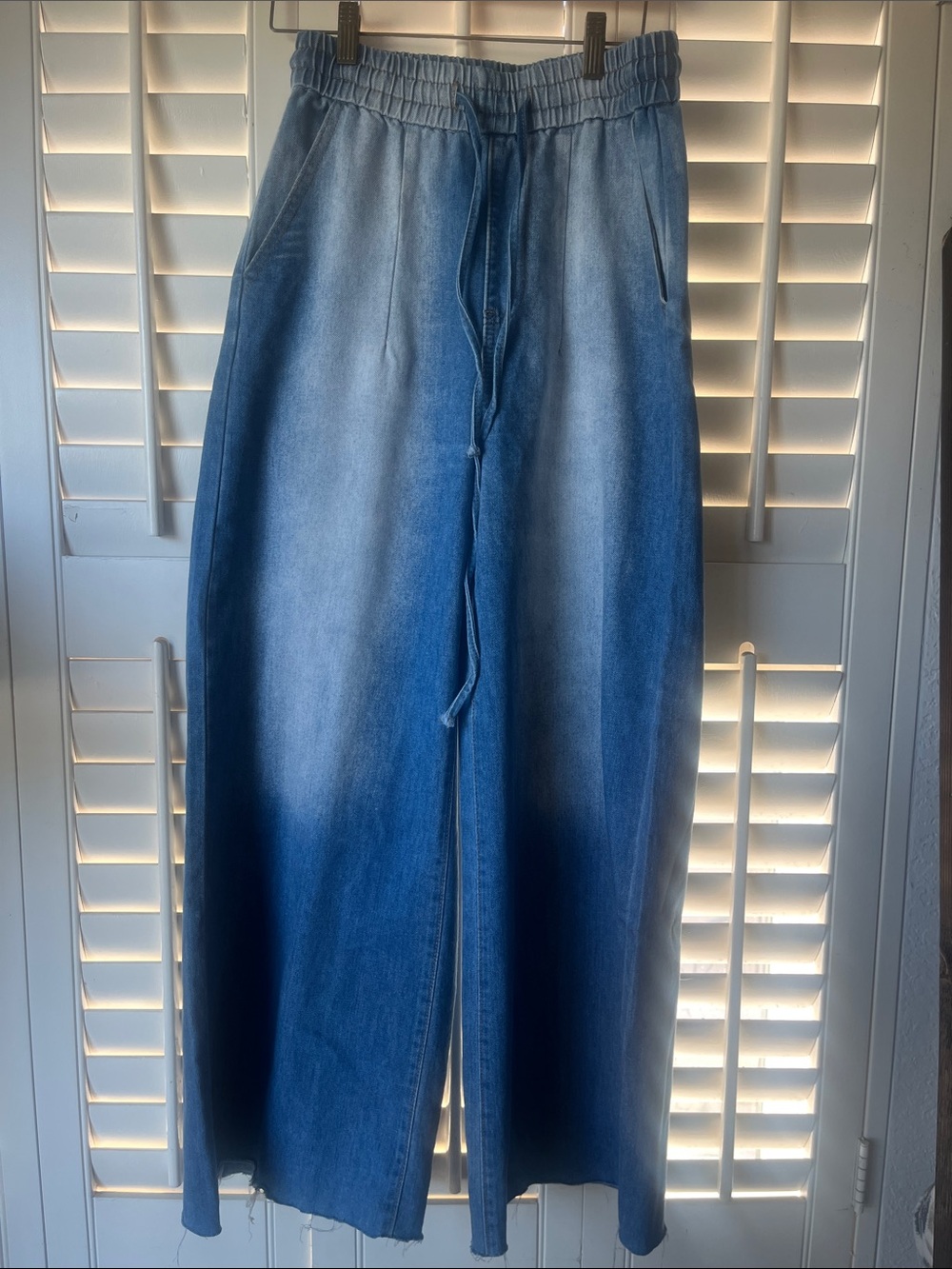 American Bazi Light Blue Elastic Waist Denim Pants